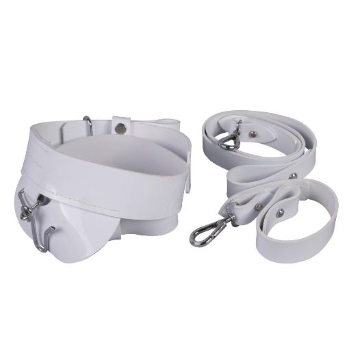 Picture of White Gloss PVC, Ceremonial Sword Belt, 45mm width (1 3/4″) with Chrome finish Fittings 40"-46" Lge